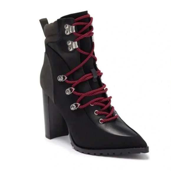 New Steve Madden Karey Black Multi Lightweight Lace Up Mid Heel Booties size 8 - Picture 2 of 13